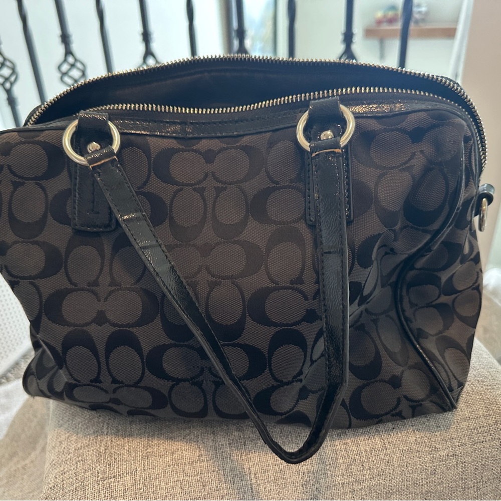 Coach Black Signature Tote Bag With Python Accent - image 2